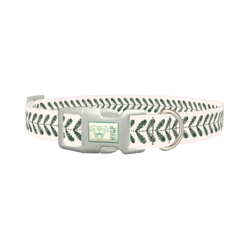 Geometric Leaf Dog Collar - plastic silver