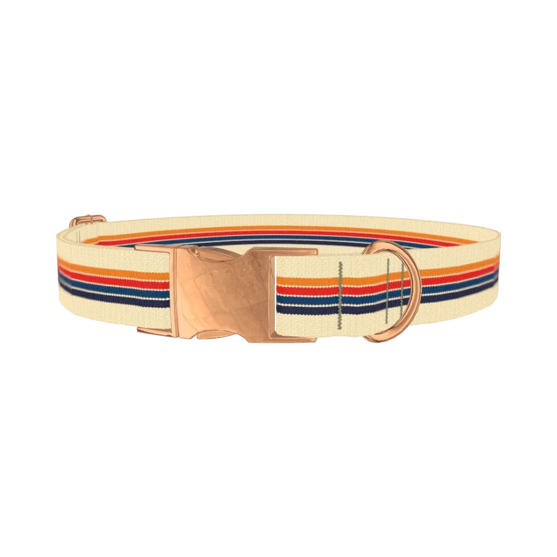 Colorful Stripe Hexagon Dog Collar - metal rose gold