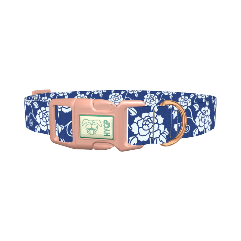 Floral Pattern Dog Collar - plastic rose gold