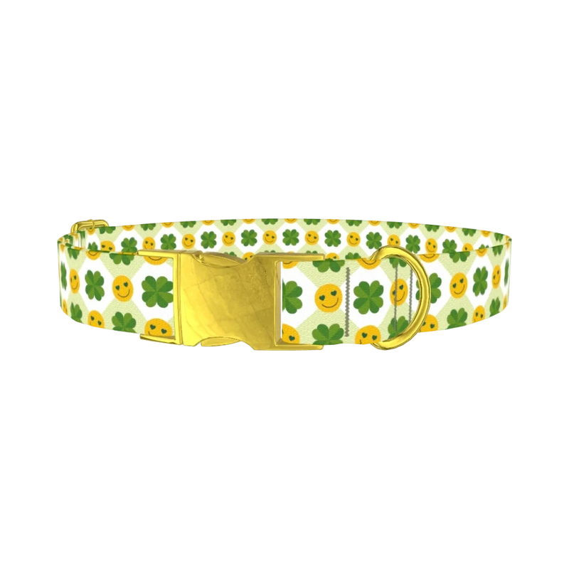St. Patrick's Smiley Dog Collar - metal gold