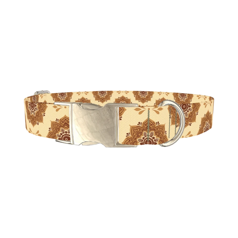 Mandala Pattern Dog Collar - metal silver