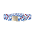Blue Patriotic Stars Dog Collar - metal silver