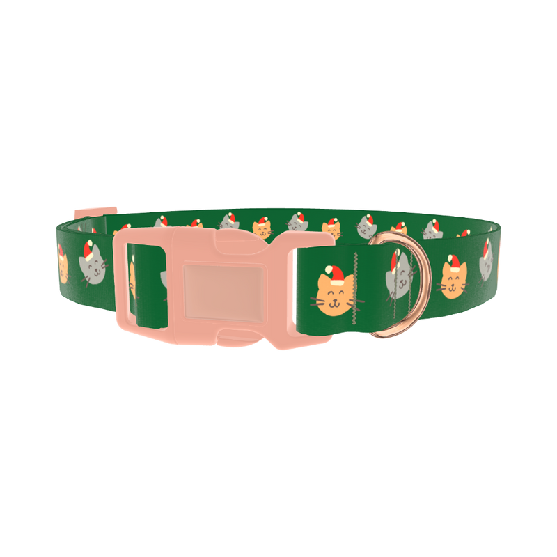 Santa Cat Face Dog Collar - plastic rose gold