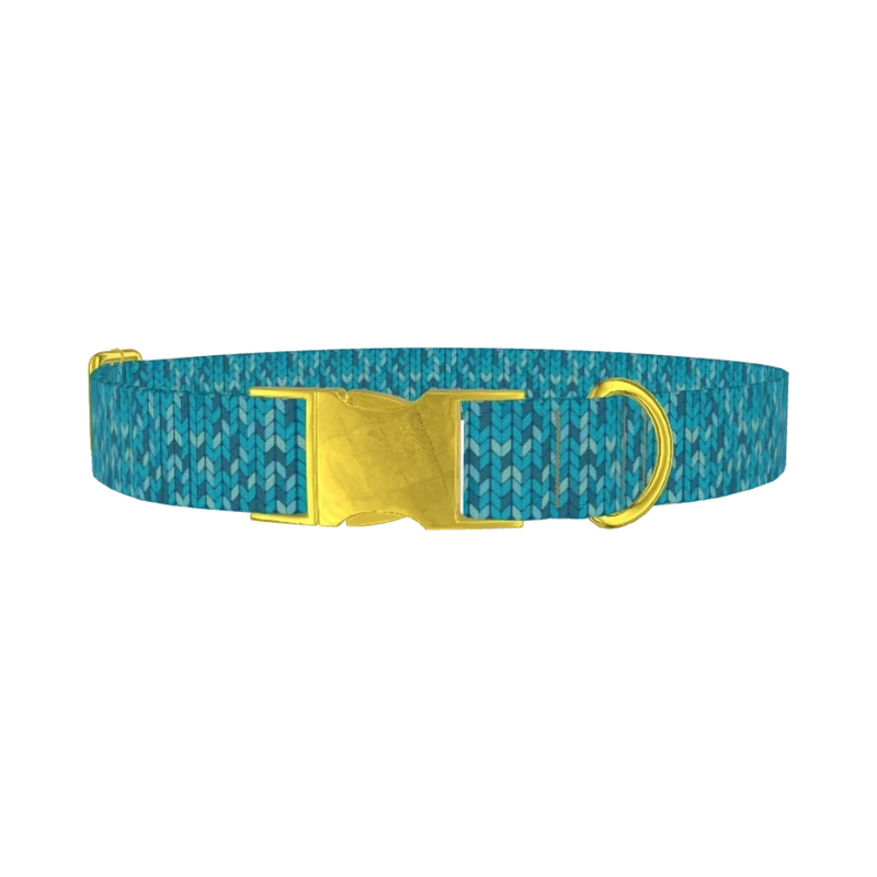 Geometric Knit Dog Collar - metal gold