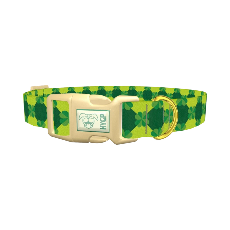 Geometric Clover Pattern Dog Collar - plastic gold