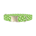 Green Daisy Pattern Dog Collar - metal silver