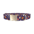 Mushroom Forest Dog Collar - metal silver