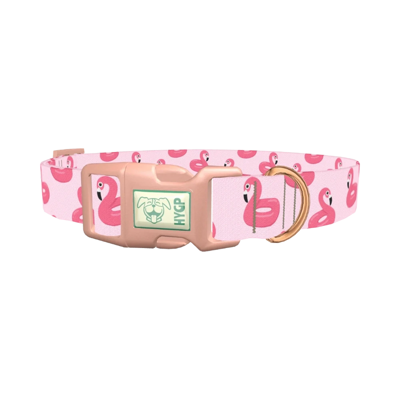 Pink Flamingo Dog Collar - plastic rose gold