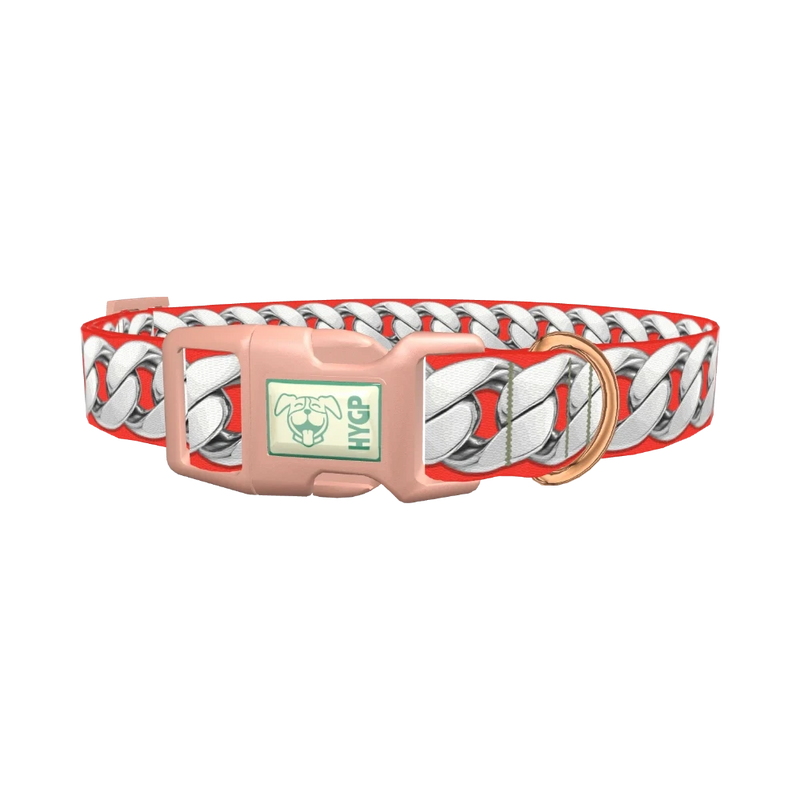 Silver Chain Red Dog Collar - plastic rose gold