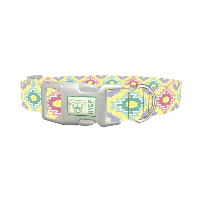Pastel Tribal Diamond Dog Collar - plastic silver