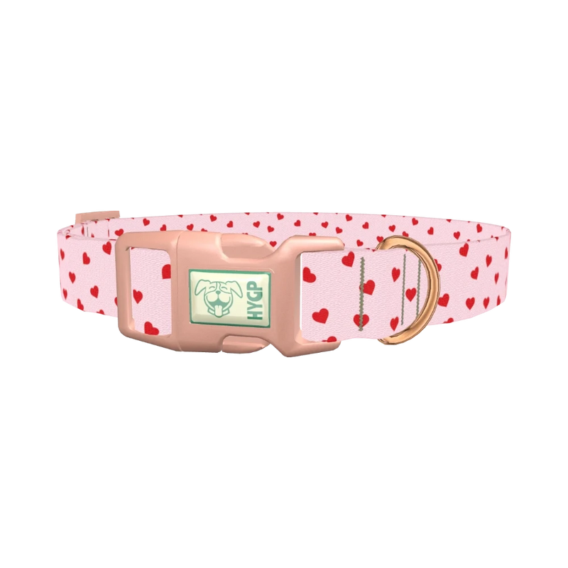 Red Heart Dog Collar - plastic rose gold
