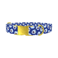 Blue Pansy Floral Dog Collar - metal gold