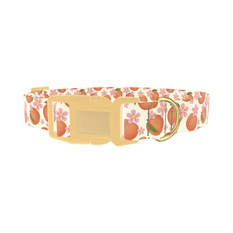 Peach Floral Dog Collar - plastic gold