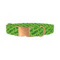 Green St. Patrick's Text Dog Collar - metal rose gold