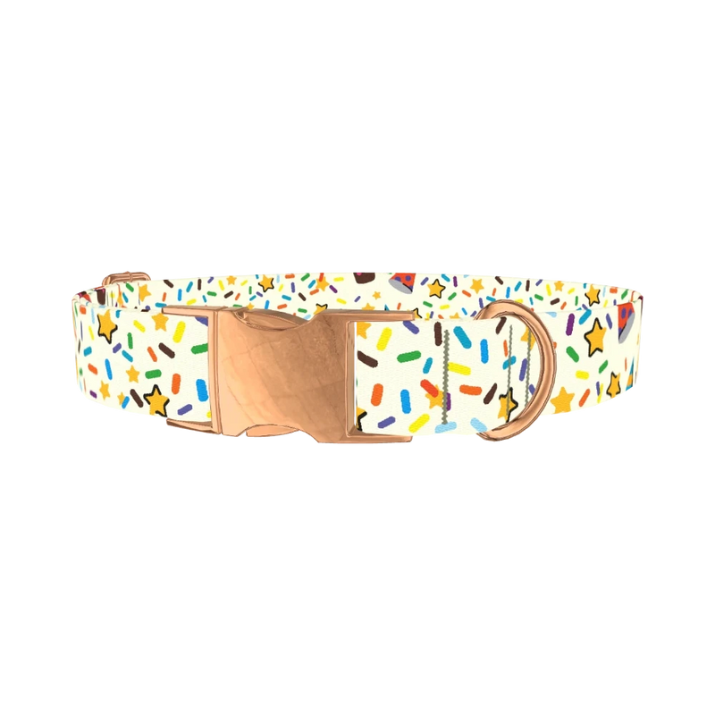 Birthday Boy Celebration Dog Collar - metal rose gold