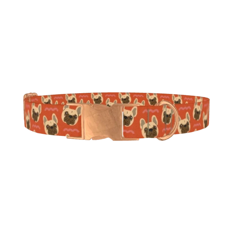 French Bulldog Dog Collar - metal rose gold