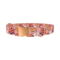 Pink Floral Bloom Dog Collar - metal rose gold