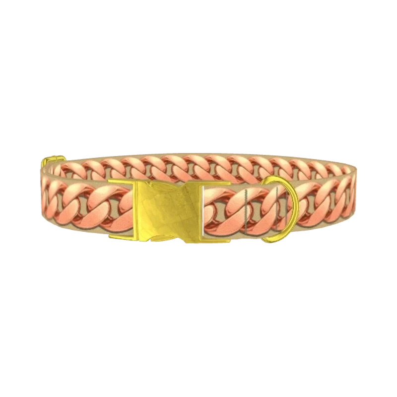 Rose Gold Chain Dog Collar - metal gold