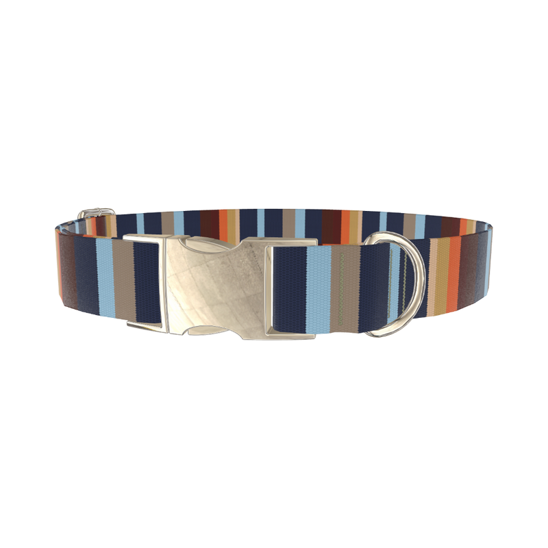 Striped Geometric Dog Collar - metal gold