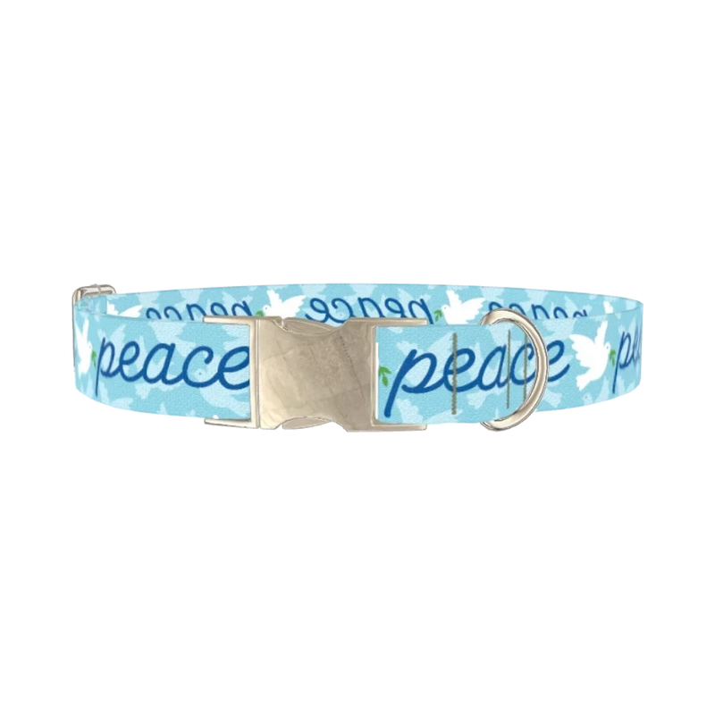 Peace Dove Dog Collar - metal silver