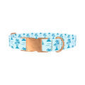 Blue Palm Island Dog Collar - metal rose gold