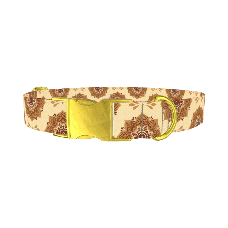 Mandala Pattern Dog Collar - metal gold