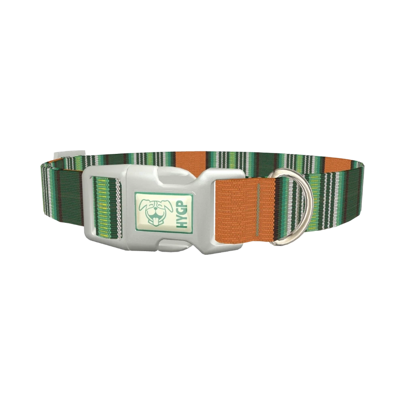 Woven Stripe Dog Collar - plastic silver