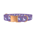 Purple Unicorn Fantasy Dog Collar - metal rose gold