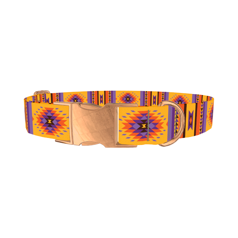 Mexican Tribal Star Dog Collar - metal rose gold