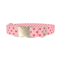 Pastel Pink Heart Dog Collar - metal silver