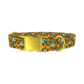 Bright Meadow Flowers Dog Collar - metal gold