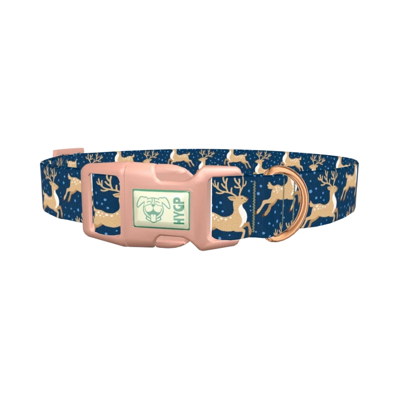 Christmas Reindeer Dog Collar - plastic rose gold