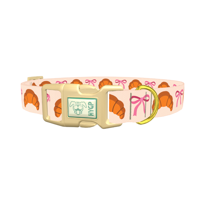 Croissant Bow Dog Collar - plastic gold