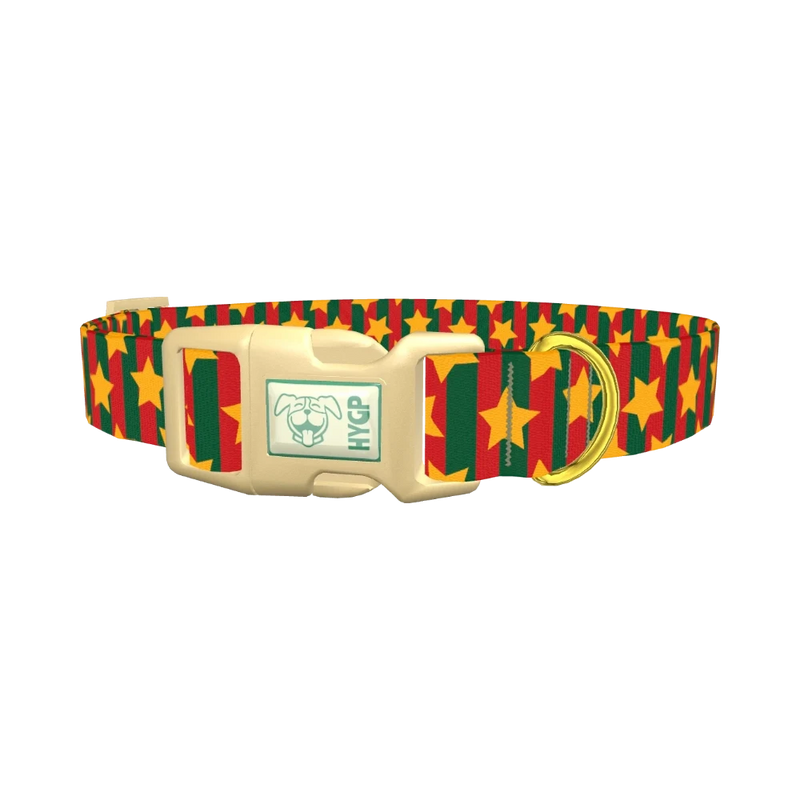Christmas Stars and Stripes Dog Collar - plastic gold