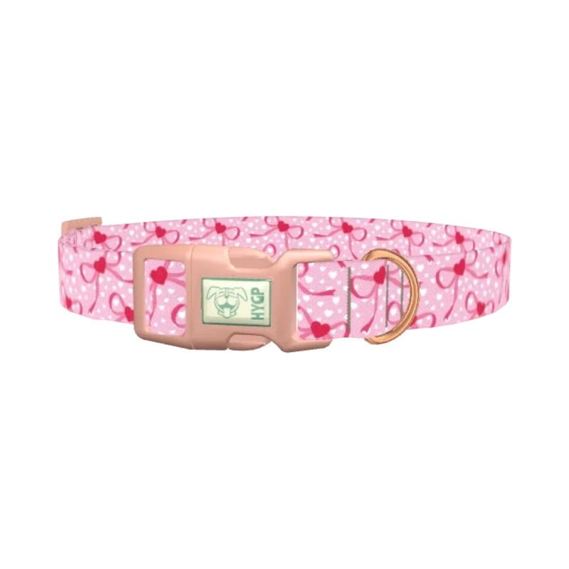 Pink Ribbon Heart 8870522388695 Dog Collar - plastic rose gold