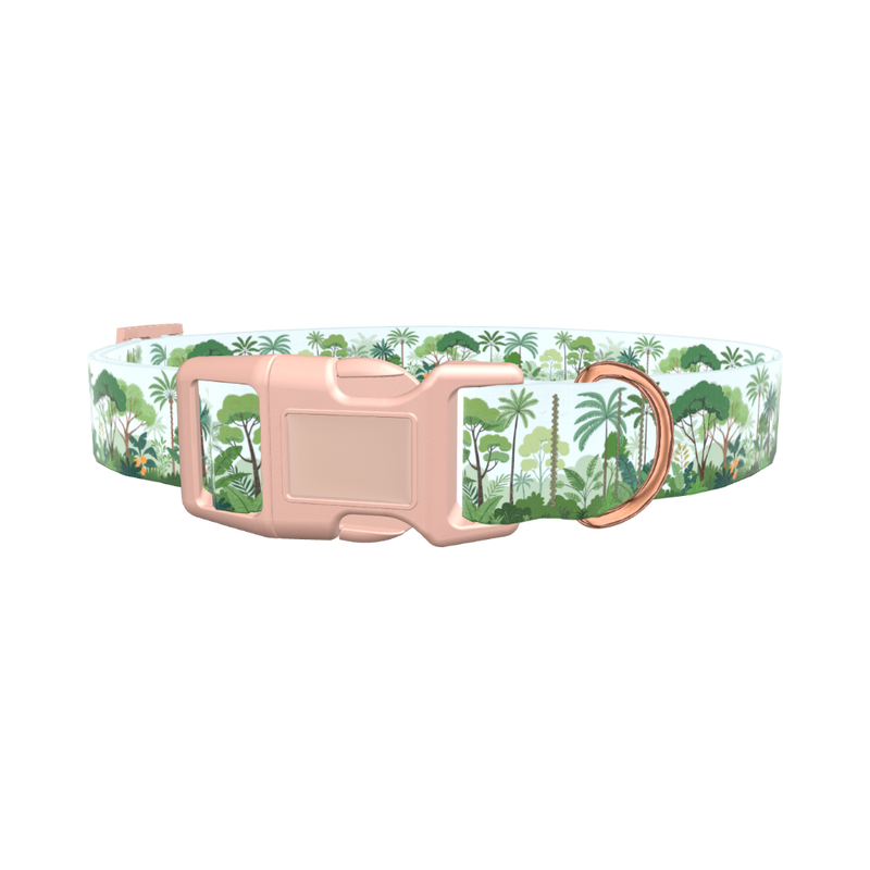 Tropical Jungle Dog Collar - plastic silver
