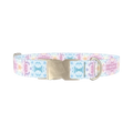 Pastel Tie-Dye Dog Collar - metal silver