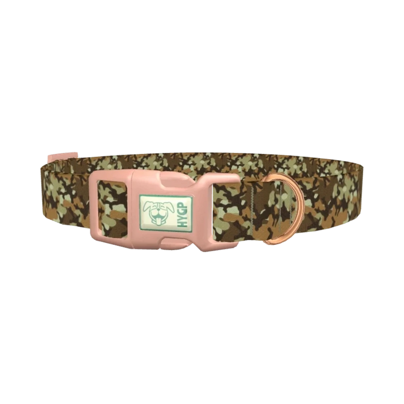 Brown Camouflage Dog Collar - plastic rose gold