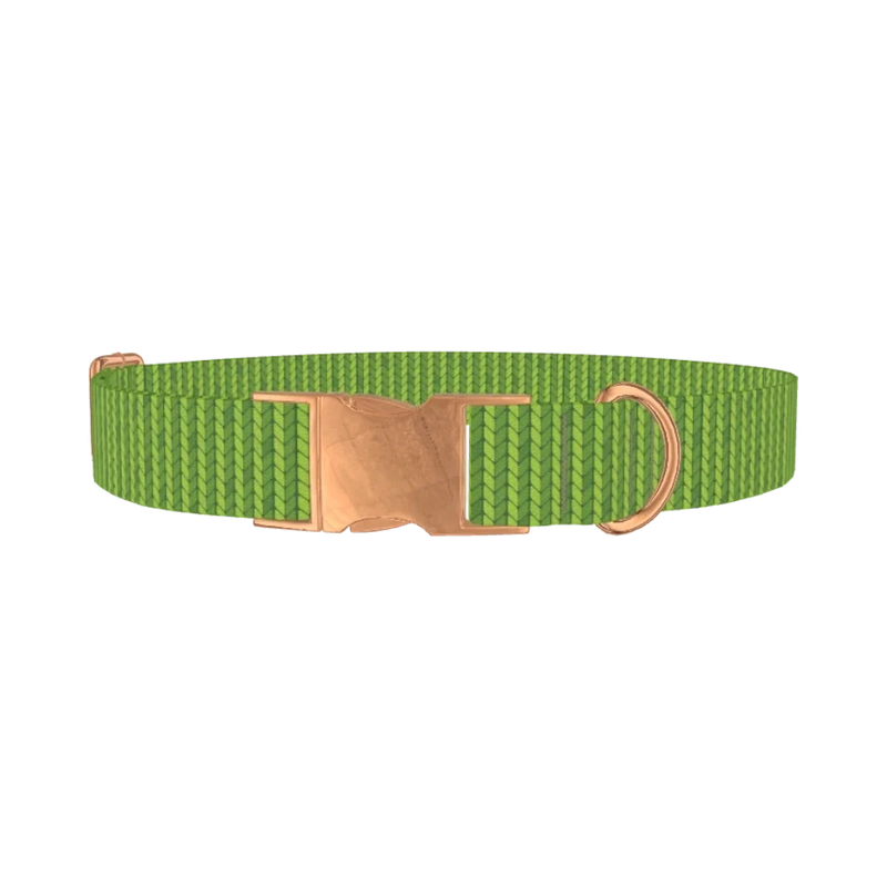 Geometric Knit Pattern Dog Collar - metal rose gold