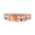 Pink Strawberry Pattern Dog Collar - metal rose gold