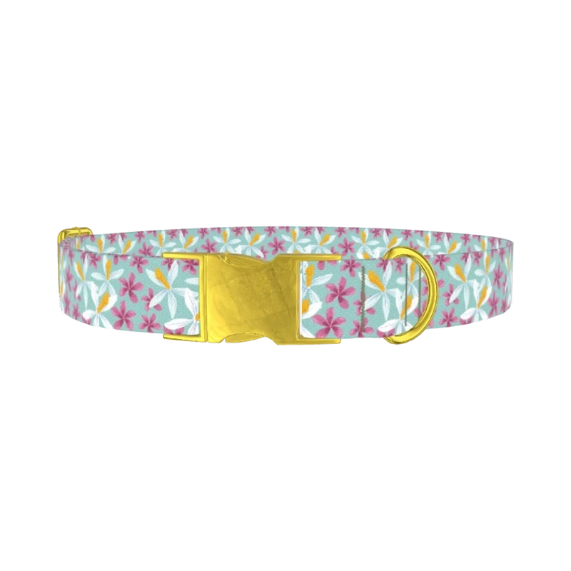 Tropical Orchid Dog Collar - metal gold