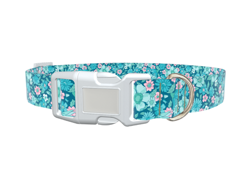 Floral Blue Dog Collar