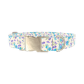 Blue Purple Floral Dog Collar - metal silver