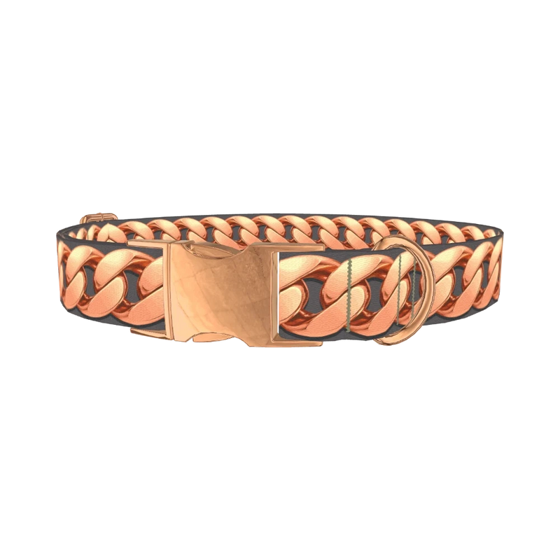 Rose Gold Chain Dog Collar - metal rose gold