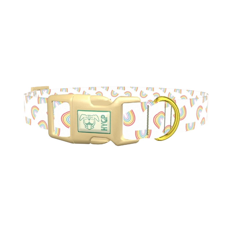 Rainbow Pattern Dog Collar - plastic gold