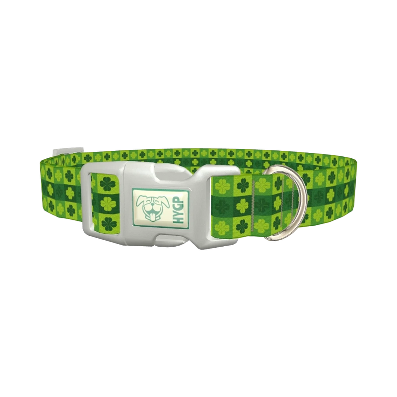 Patchwork Clover Dog Collar - plastic silver
