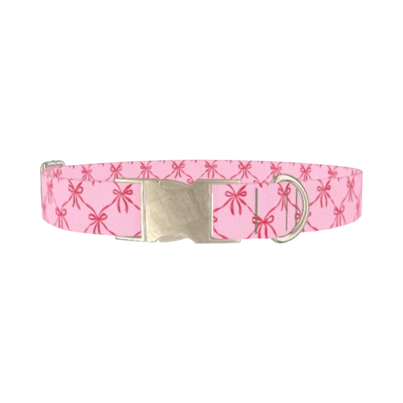 Diamond Bow Dog Collar - metal silver