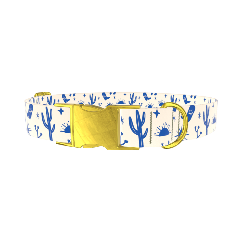 Western Desert Scene Dog Collar - metal rose gold