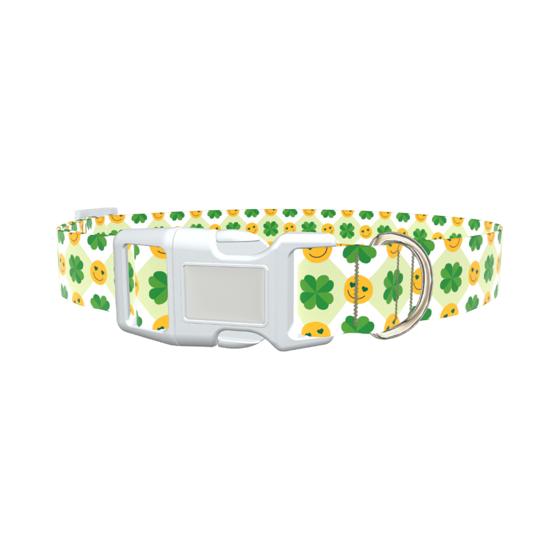 St. Patrick's Smiley Dog Collar - plastic rose gold