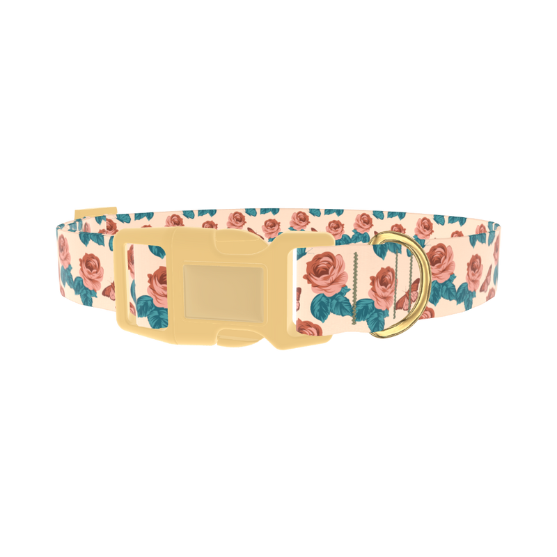 Rose Butterfly Dog Collar - plastic gold
